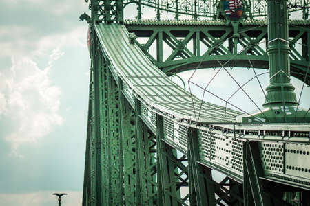 Budapest Hungary july 11, 2020 View of the Szechenyi Chain Bridge is a bridge that spans the River Danube between Buda and Pest, the western and eastern sides of Budapest, the capital of Hungaryのeditorial素材