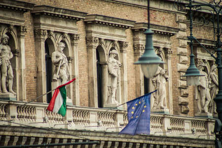 Budapest Hungary july 11, 2020 View of the gothic architecture of the university located in the downtown area of Budapest, capital of Hungary and the most populous city of Hungaryのeditorial素材