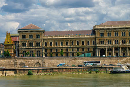 Budapest Hungary july 13, 2020 View of the facade of a historical building in the downtown area of Budapest, capital of Hungary and the most populous city of Hungaryのeditorial素材