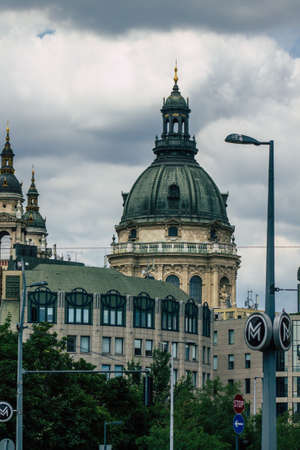 Budapest Hungary july 15, 2020 View of the architecture of historical building in the downtown area of Budapest, capital of Hungary and the most populous city of Hungaryの写真素材