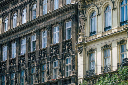 Budapest Hungary july 15, 2020 View of the architecture of historical building in the downtown area of Budapest, capital of Hungary and the most populous city of Hungaryの写真素材