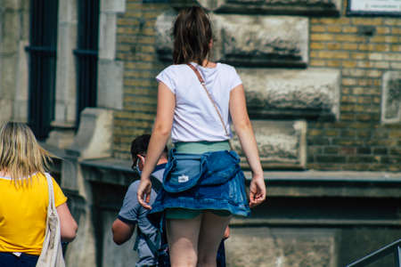 Budapest Hungary july 16, 2020 View of unidentified pedestrians walking in the historical streets of...