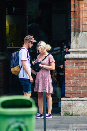 Budapest Hungary july 16, 2020 View of unidentified pedestrians walking in the historical streets of Budapest, the capital and the most populous city of Hungaryのeditorial素材