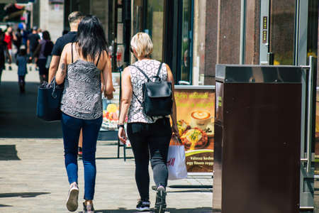 Budapest Hungary july 15, 2020 View of unidentified pedestrians walking in the historical streets of Budapest, the capital of Hungaryのeditorial素材