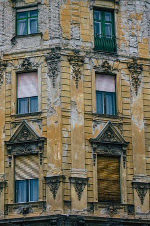 Budapest Hungary july 19, 2020 View of the facade of a historical building in the downtown area of Budapest, capital of Hungary and the most populous city of Hungaryのeditorial素材