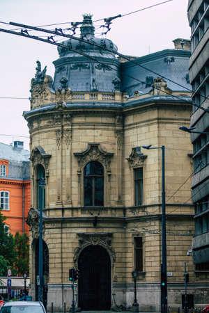 Budapest Hungary july 19, 2020 View of the facade of a historical building in the downtown area of Budapest, capital of Hungary and the most populous city of Hungaryのeditorial素材