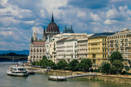 Budapest Hungary july 20, 2020 View of a historical building in the downtown area of Budapest, capital of Hungary and the most populous city of Hungaryの写真素材