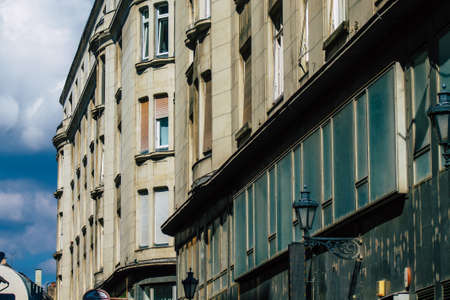Budapest Hungary july 20, 2020 View of the facade of a historical building in the downtown area of Budapest, capital of Hungary and the most populous city of Hungaryの写真素材
