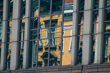 Budapest Hungary july 20, 2020 View of the facade of a modern building located in the downtown area of Budapest, capital of Hungary and the most populous city of Hungaryの写真素材