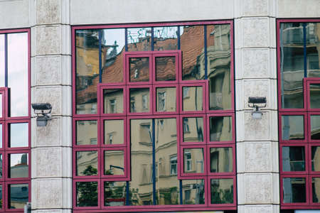 Budapest Hungary july 20, 2020 View of the facade of a modern building located in the downtown area...