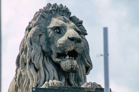 Budapest Hungary july 20, 2020 View of the Szechenyi Chain Bridge is a bridge that spans the River Danube between Buda and Pest, the western and eastern sides of Budapest, the capital of Hungaryのeditorial素材