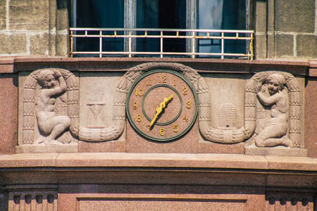 Budapest Hungary july 20, 2020 View of the facade of a historical building in the downtown area of Budapest, capital of Hungary and the most populous city of Hungaryのeditorial素材
