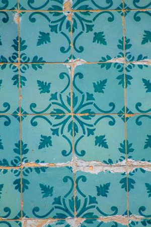 Lisbon Portugal july 30, 2020 View of mosaic on the facade of ancient historical buildings in the...