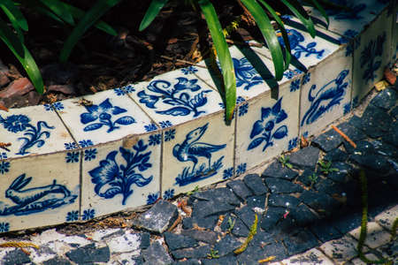 Lisbon Portugal july 31, 2020 View of mosaic in a public garden located in the downtown area of Lisbon, the coastal capital city of Portugal and one of the oldest cities in Europeのeditorial素材