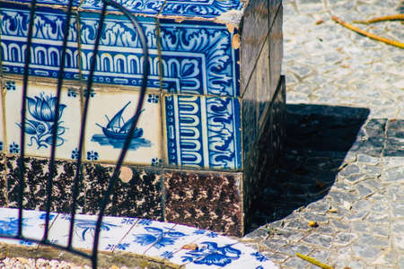 Lisbon Portugal july 31, 2020 View of mosaic in a public garden located in the downtown area of Lisbon, the coastal capital city of Portugal and one of the oldest cities in Europeのeditorial素材
