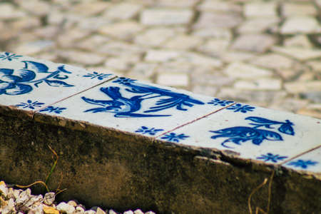 Lisbon Portugal july 31, 2020 View of mosaic in a public garden located in the downtown area of...