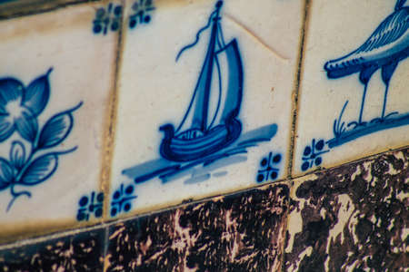 Lisbon Portugal july 31, 2020 View of mosaic in a public garden located in the downtown area of Lisbon, the coastal capital city of Portugal and one of the oldest cities in Europeのeditorial素材