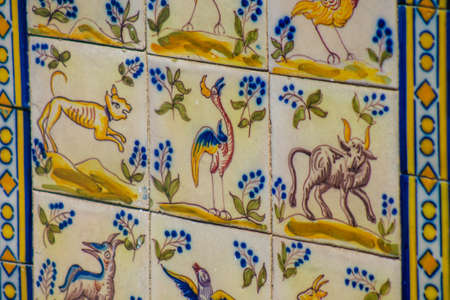 Lisbon Portugal july 31, 2020 View of mosaic in a public garden located in the downtown area of Lisbon, the coastal capital city of Portugal and one of the oldest cities in Europeのeditorial素材