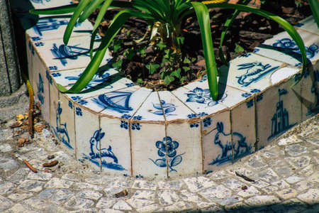 Lisbon Portugal july 31, 2020 View of mosaic in a public garden located in the downtown area of Lisbon, the coastal capital city of Portugal and one of the oldest cities in Europeのeditorial素材