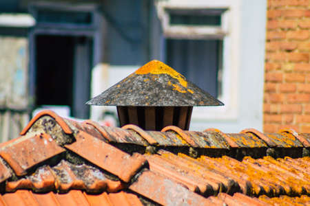 Lisbon Portugal August 01, 2020 View of roof of ancient historical buildings in the downtown area of Lisbon, the coastal capital city of Portugal and one of the oldest cities in Europeのeditorial素材