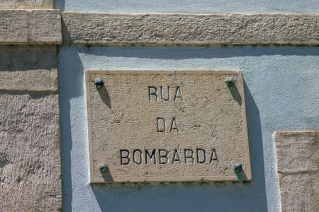 Lisbon Portugal August 01, 2020 View of a street or road name an identifying name given to a street, usually forms part of the address to further help identify them in the streets of Lisbonのeditorial素材