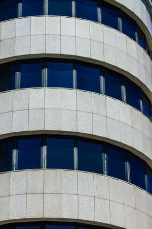 Lisbon Portugal August 01, 2020 View of the facade of modern buildings in the downtown area of...