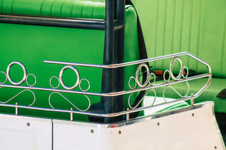 Lisbon Portugal August 01, 2020 View of a tuk tuk for tourists driving through the streets of...