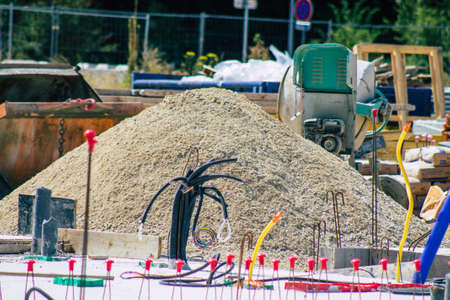 Reims France August 13, 2020 View of a construction site of a new building located in Reims, a city...