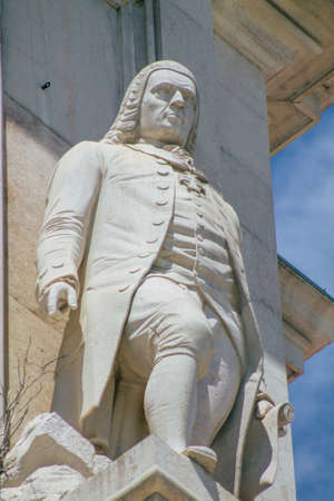 Lisbon Portugal August 03, 2020 View of a monument in the downtown area of Lisbon, the hilly coastal capital city of Portugal and one of the oldest cities in Europeのeditorial素材
