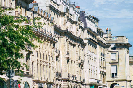 Reims France August 20, 2020 View of the facade of a historical building located in Reims, a city in the Grand Est region of France and one of the oldest in Europeのeditorial素材