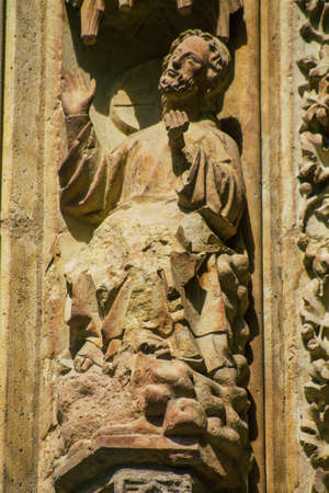 Reims France September 04, 2020 View of the exterior facade of the Roman Catholic Notre Dame de Reims Cathedral, a historical monument in the Grand Est region of France and one of the oldest in Europeのeditorial素材