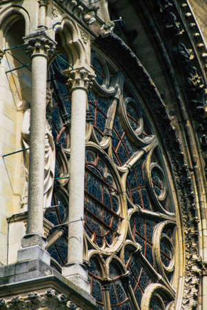 Reims France September 04, 2020 View of the exterior facade of the Roman Catholic Notre Dame de...