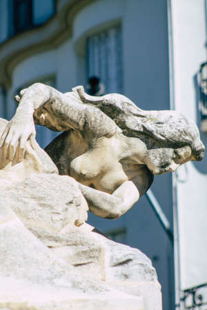 Reims France September 04, 2020 View of a statue located in the historical street of Reims, a city in the Grand Est region of France and one of the oldest in Europeのeditorial素材