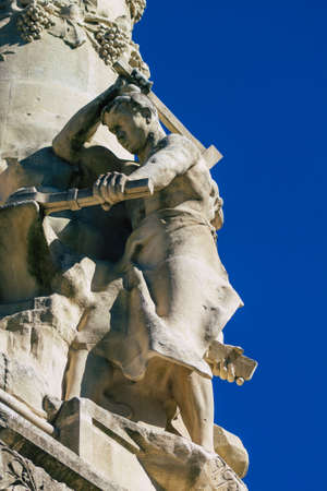 Reims France September 04, 2020 View of a statue located in the historical street of Reims, a city in the Grand Est region of France and one of the oldest in Europeのeditorial素材