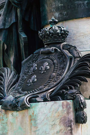 Reims France September 04, 2020 View of a statue located in the historical street of Reims, a city in the Grand Est region of France and one of the oldest in Europeのeditorial素材