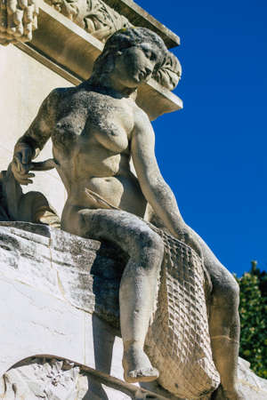 Reims France September 04, 2020 View of a statue located in the historical street of Reims, a city in the Grand Est region of France and one of the oldest in Europeのeditorial素材