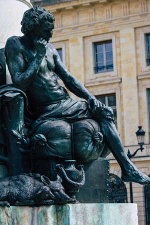 Reims France September 04, 2020 View of a statue located in the historical street of Reims, a city in the Grand Est region of France and one of the oldest in Europeのeditorial素材