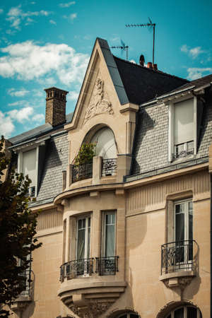 Reims France September 04, 2020 View of the facade of a historical building located in Reims, a city in the Grand Est region of France and one of the oldest in Europeのeditorial素材