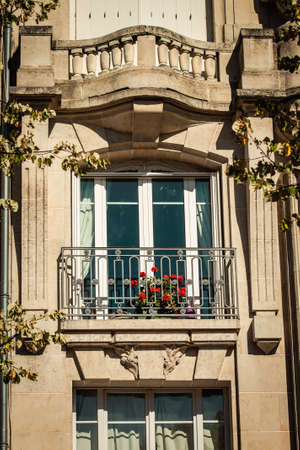 Reims France September 04, 2020 View of the facade of a historical building located in Reims, a city in the Grand Est region of France and one of the oldest in Europeのeditorial素材