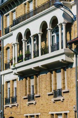 Reims France September 15, 2020 View of the facade of a historical building located in Reims, a city in the Grand Est region of France and one of the oldest in Europeの写真素材