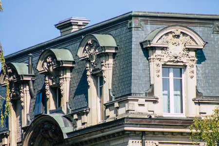 Reims France September 15, 2020 View of the facade of a historical building located in Reims, a city in the Grand Est region of France and one of the oldest in Europeのeditorial素材