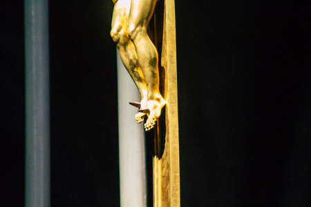Reims France September 21, 2020 View of inside the Basilica of Saint-Remi, a medieval abbey church in Reims, a historical monument in the Grand Est region of Franceの写真素材