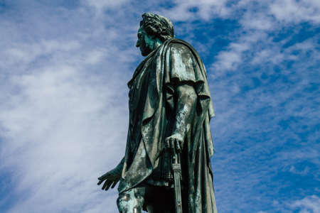 Reims France September 04, 2020 View of a statue located in the historical street of Reims, a city in the Grand Est region of France and one of the oldest in Europeのeditorial素材