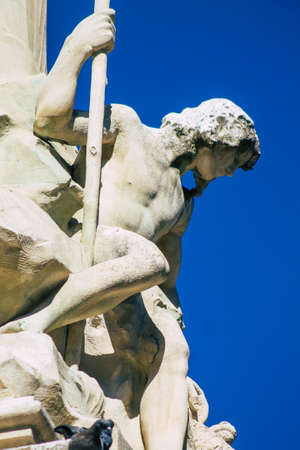 Reims France September 04, 2020 View of a statue located in the historical street of Reims, a city in the Grand Est region of France and one of the oldest in Europeのeditorial素材