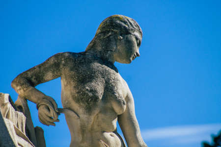 Reims France September 04, 2020 View of a statue located in the historical street of Reims, a city in the Grand Est region of France and one of the oldest in Europeのeditorial素材