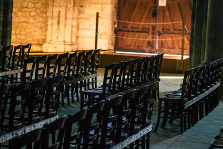 Reims France September 21, 2020 View of inside the Basilica of Saint-Remi, a medieval abbey church in Reims, a historical monument in the Grand Est region of Franceのeditorial素材