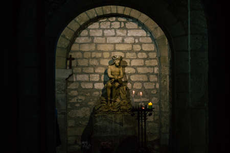 Reims France September 21, 2020 View of inside the Basilica of Saint-Remi, a medieval abbey church in Reims, a historical monument in the Grand Est region of Franceのeditorial素材