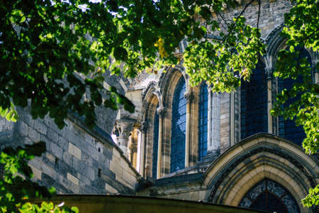 Reims France September 21, 2020 View of the exterior facade of the Basilica of Saint-Remi, a medieval abbey church in Reims, a historical monument in the Grand Est region of Franceのeditorial素材