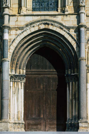 Reims France September 21, 2020 View of the exterior facade of the Basilica of Saint-Remi, a...