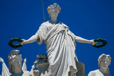 Lisbon Portugal july 28, 2020 View of a monument in the downtown area of Lisbon, the hilly coastal capital city of Portugal and one of the oldest cities in Europeのeditorial素材